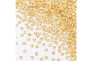 ANCIRS 1200pcs 7mm Spacer Beads Caps for Jewelry Making, Metal Flower Bead Caps for Bracelet Necklace- Gold