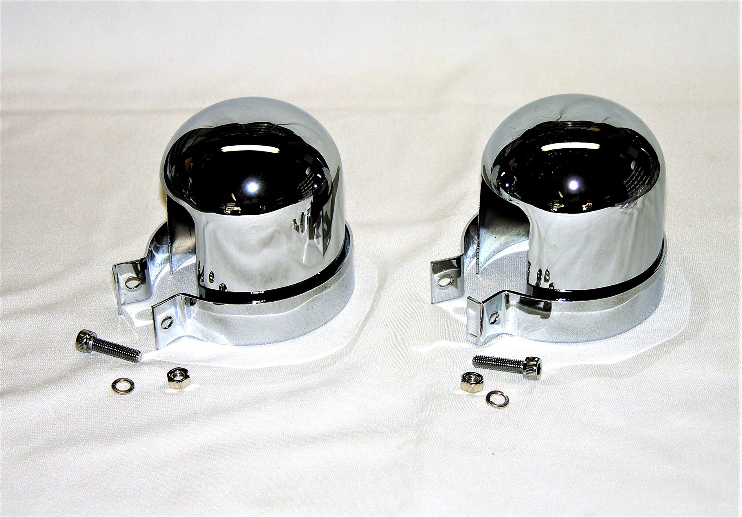 Mr Luckys Shock Top Covers for early HD FL, FX & XL models, Chrome; Harley, Bobber, Vintage, Retro, Custom
