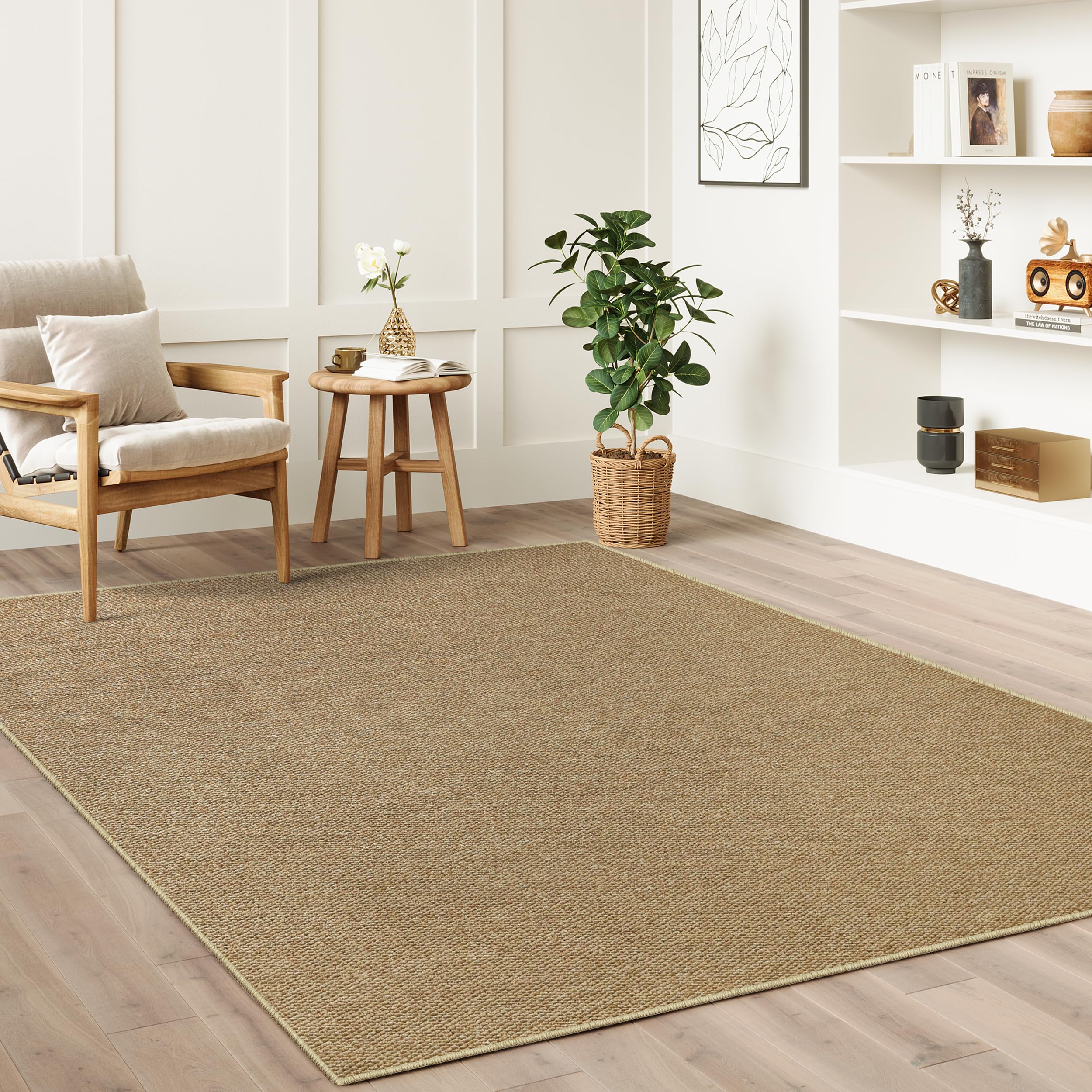 Photo 1 of COSOSA Faux Jute Non-Slip Area Rug, 3x5 Washable Pet-Friendly Floor Mat for Living Room, Bedroom, Entryway, Machine Woven Durable Scratch Resistant Carpet, Camel