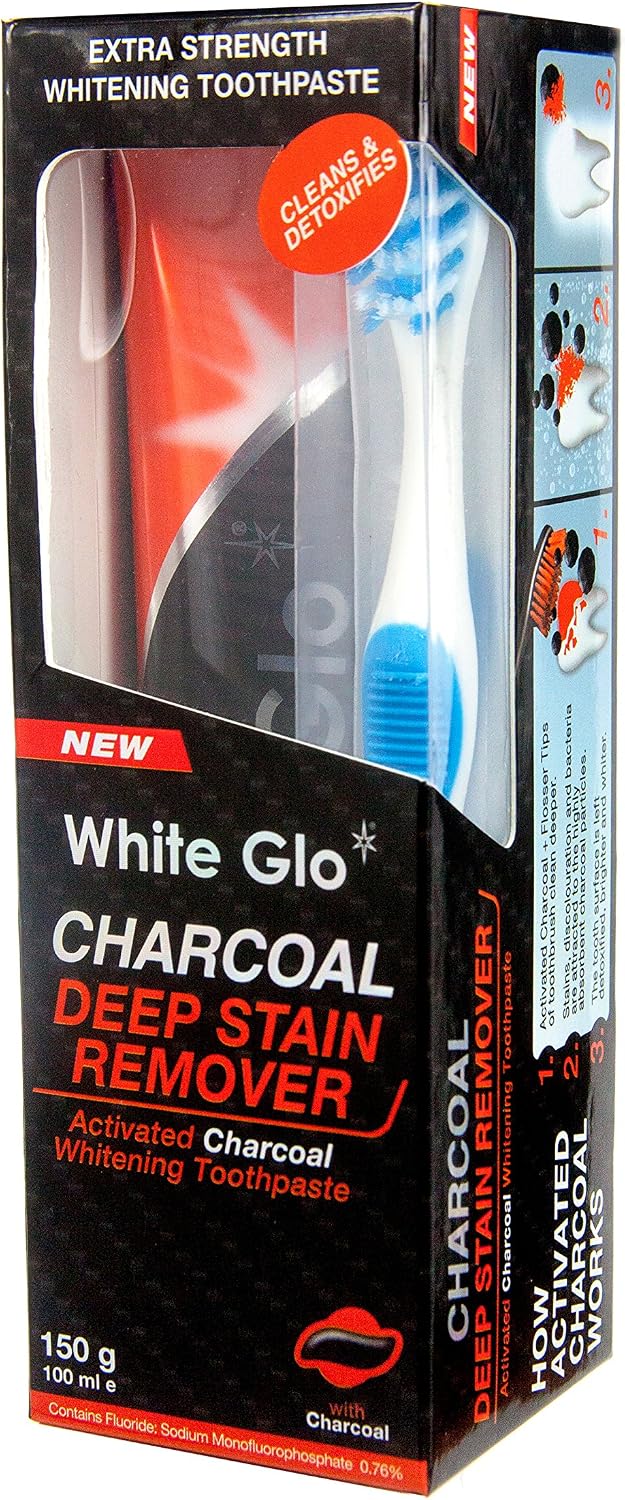 White Glo Charcoal Deep Stain Remover Toothpaste, 100Ml