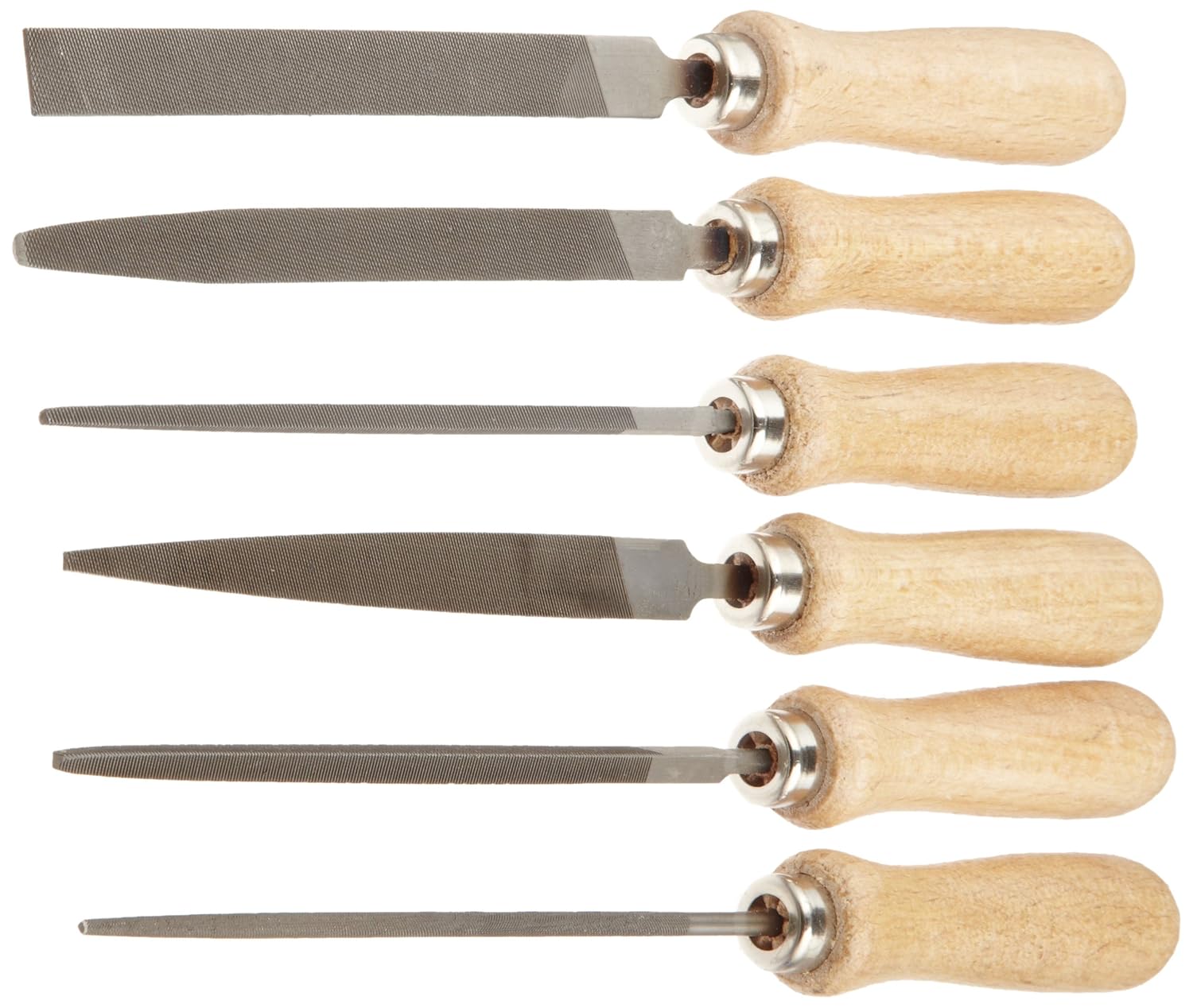 PFERD 6 Piece Hand File Set with Wood Handles , American Pattern