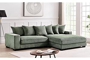 Container Furniture Direct Luxe Oversized Two-Piece Right Facing Sectional Couches for Living Room, 102.4-Inch L Shaped Sofa with Chaise, Upholstered with Corduroy Fabric, Dark Green