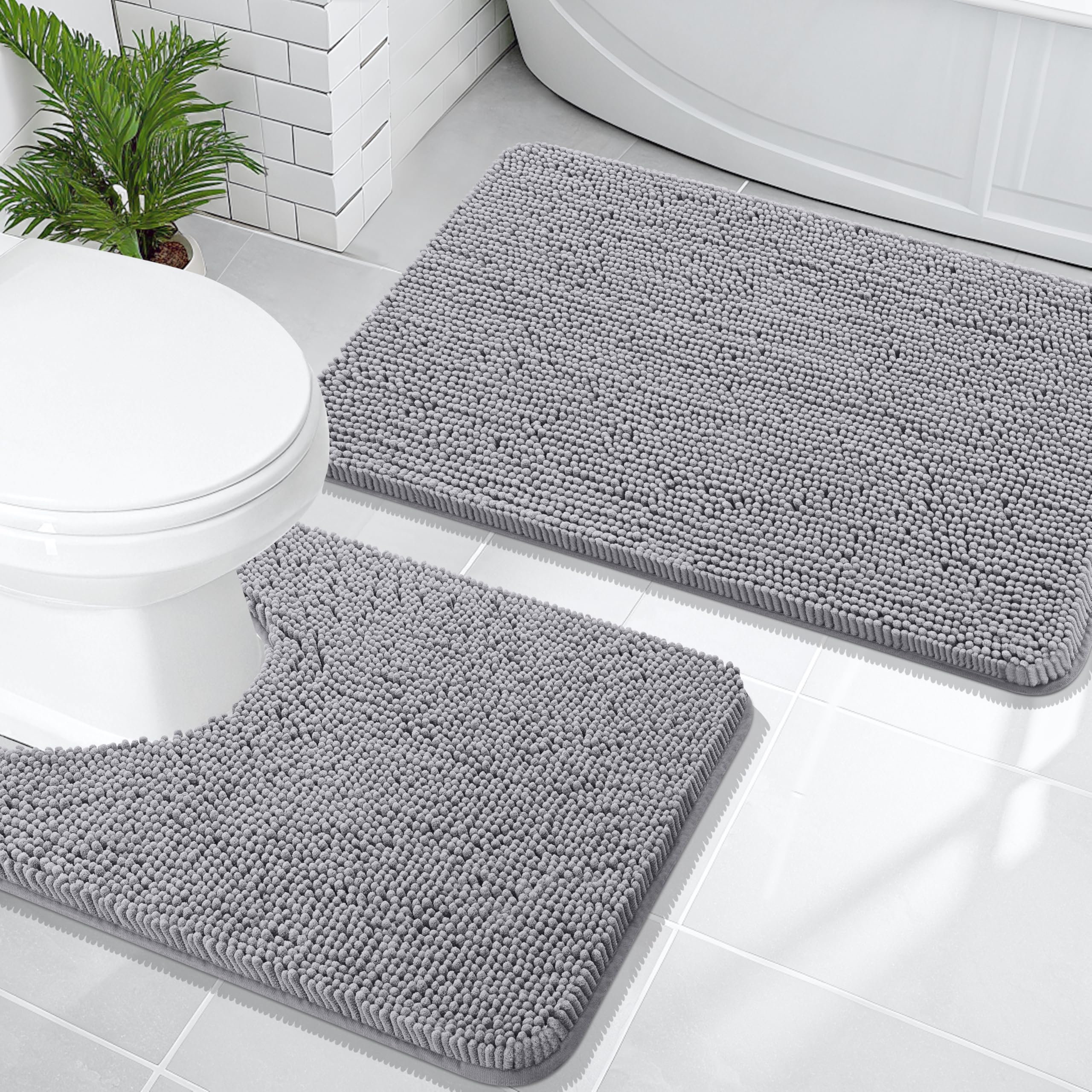 Photo 1 of OLANLY Bathroom Rugs Sets 2 Piece, Soft Absorbent Chenille Bath Mats 