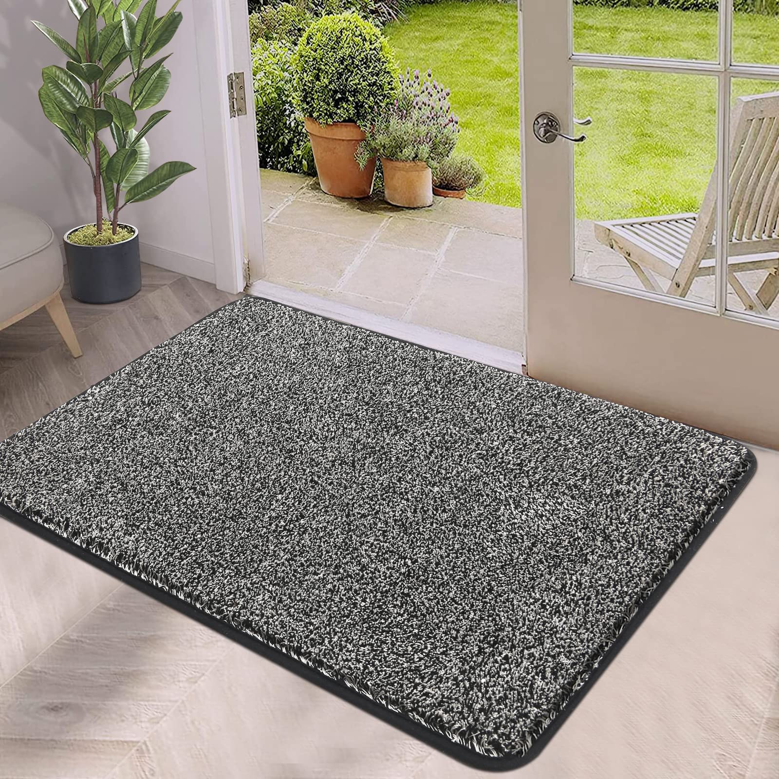 Pauwer Indoor Doormat Front Door Rug Low-Profile Barrier Mat Non Slip Entrance Dirt Trapper Door Floor Mat for Entry Patio High Traffic(45X70cm, Black) — image 1