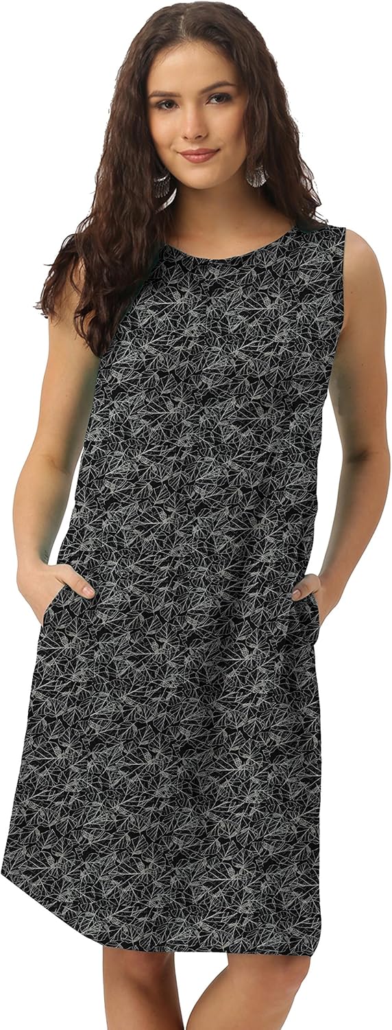 so sweety cotton sleeveless black night dress -llpaop2008