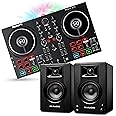 Complete DJ Equipment Package - Numark Party Mix 2 DJ Controller with Party Lights, M-Audio BX3 3.5 Inch DJ Speakers, and Serato DJ Lite