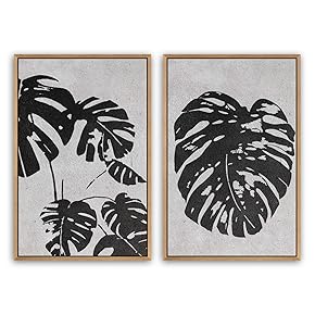 SIGNWIN 2 Piece Framed Canvas Wall Art Black...