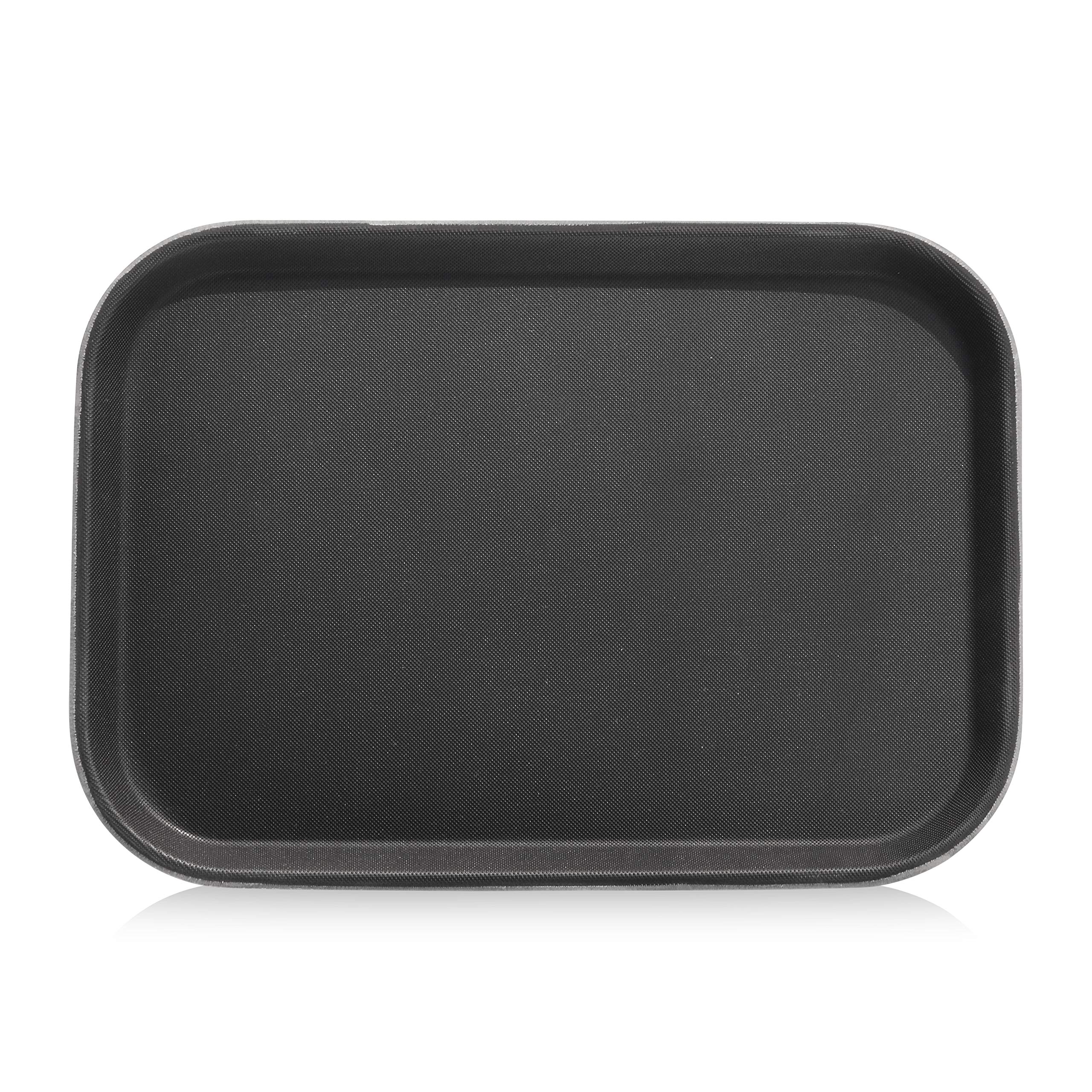 Photo 1 of New Star Foodservice 24852 Restaurant Grade Non-Slip Tray, Plastic, Rubber Lined, Rectangular, 10-Inch x 14-Inch, Black