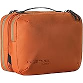 Eagle Creek Pack-It Trifold Toiletry Kit - Dopp Kit Toiletry Organizer with Padded Interior, Durable Hanging Hook & Large Compartments - Water Resistant & Washable - Mandarin