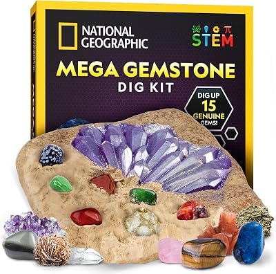 National Geographic Mega Gemstone Dig Kit - 15 Real Gemstones STEM Educational