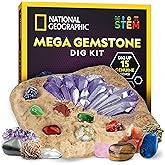 NATIONAL GEOGRAPHIC Mega Gemstone Dig Kit – Dig Up 15 Real Gemstones and Crystals, Science Kit for Kids, Gem Digging Kit, Gift for Girls and Boys, Mining Kit, Rock Collection