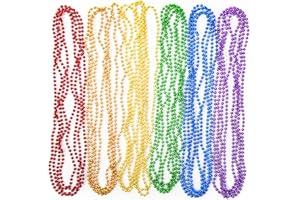 EOBOH 24PCS Pride Necklace Stuff, LGBTQ Beads Pride Accessories, 6 Kinds of Metallic Rainbow Beads Bulk, Gay Lesbian Pride Necklace for Women Men, Costumes Decor for Pride Month Parade Throws Party Favors