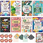 Decorably 24 Pack 4x6in Teacher Appreciation Cards with Envelopes and Stickers, 8 Colorful Designs Teacher Thank You Cards with Envelopes with Printed Message Inside