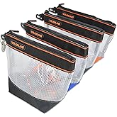 WELKINLAND 10-Inch Clear Tool Pouch Organizer - 4 Pcs Zipper Tool Bags