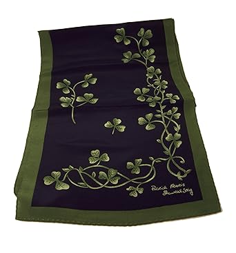 Navy & Green Shamrock Sprig Silk Scarf
