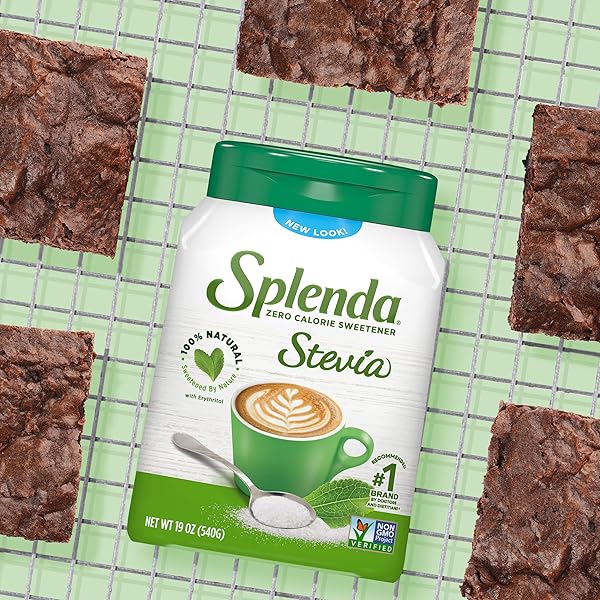 SPLENDA STEVIA ZERO CALORIE SWEETENER, PLANT BASED SUGAR SUBSTITUTE GRANULATED POWDER, 19 OZ JAR