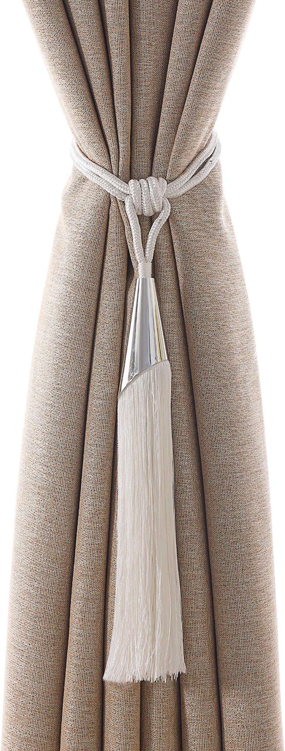 LANEHUA HOME 1 Pair Curtain tie Back Tassel Curtain Rope Tiebacks for Home Decoration,Creamy-White