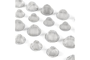 CHIKILLA 100 PCS 0.63inch (5/8) Stainless Steel Pipe Screens Conical Design Bowl Screen Filters with Metal Box. Adjustable Size
