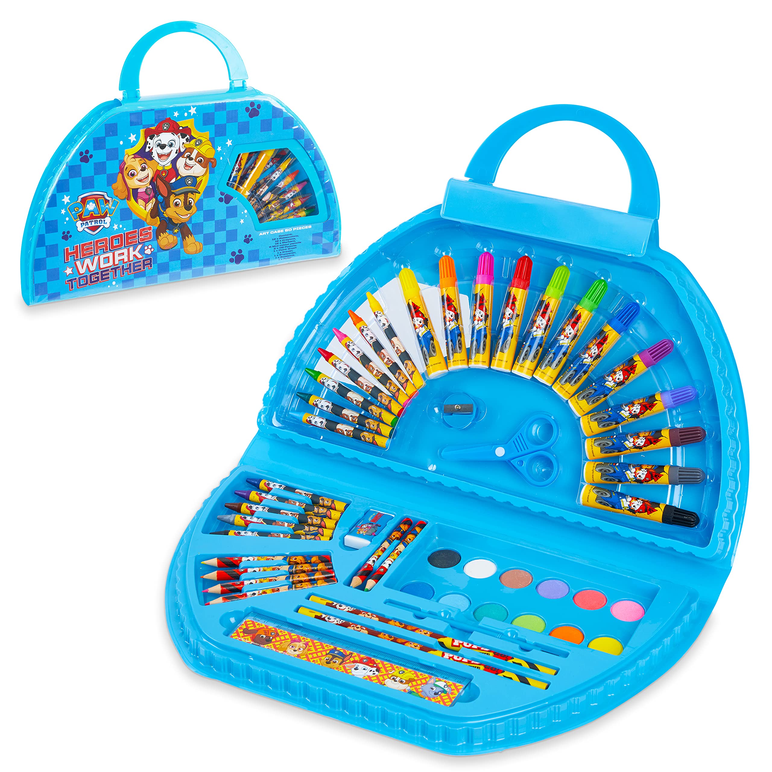 Paw Patrol Art Set Kids Colouring Pencils Felt Tip Pens Crayons Paints Stationery Crafts Boys Girls Art Supplies Preschool Travel 40 Plus Pcs Gift Set (Blue) — image 1