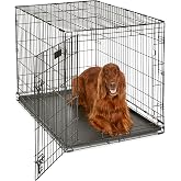 Midwest 42-Inch Single Door iCrate, for Large Breeds, 71-90 lbs | Folding Dog Crate with Divider Panel, Leak-Proof Tray &amp; Secure Latch, Portable, Durable &amp; Easy to Assemble