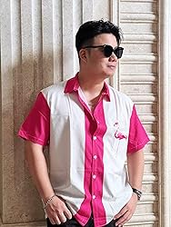 Gwnnb Bowling Shirts for Men Flamingo Graphic Print