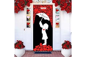 CYNOSA Valentines Day Door Cover Valentines Door Decorations Valentines Love Heart Girl Umbrella Door Decor Valentines Door Covers for Winter Party Outdoor Indoor Home Decor
