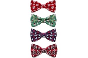 GUSLESON 4PCS Men's Christmas Bow tie Double Fold Pre-Tied Bow ties Snow Tree Pattern