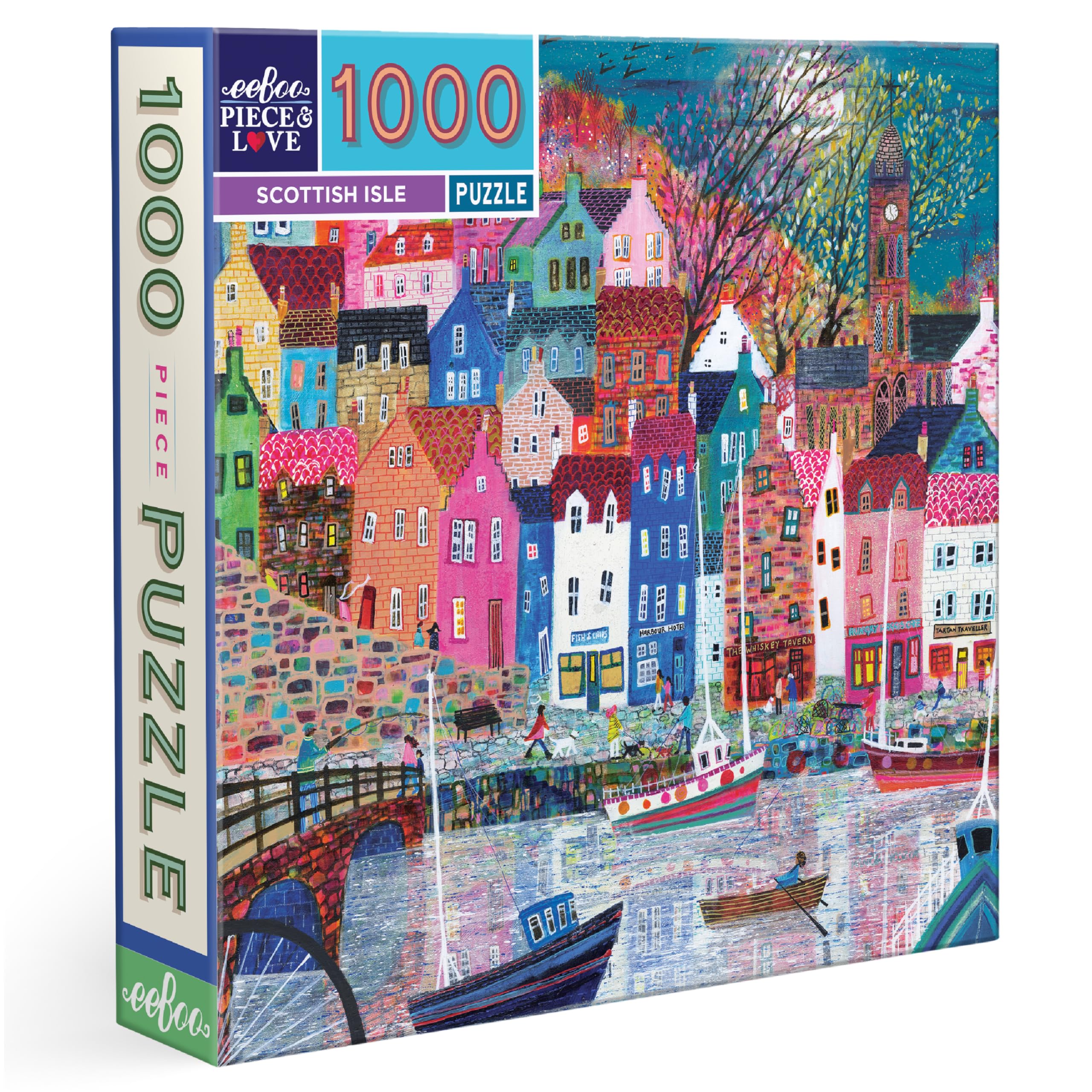 eeBoo 1000 Piece Puzzle - Scottish Isle Jigsaw Puzzle for Adults, Square 23" x 23" Made with Recycled Board & Vegetable-Based Ink Image