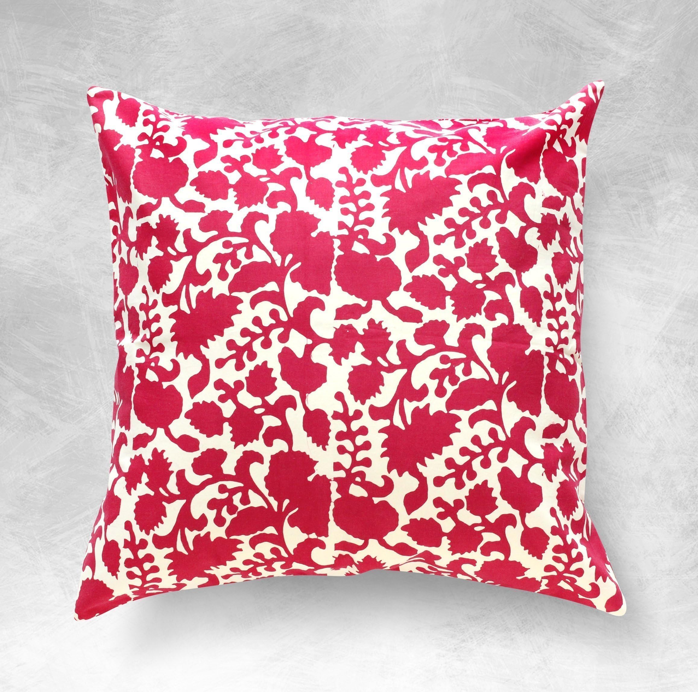 Red Boho Ikat Pillow Cover, Valentine's Day Gift, Bohemian, Floral, Pillow Shams, Cushion Cover, Throw Pillow, Pillowcase, Pillow Shams, Decorative Pillow, Batik Pillow, Sofa Pillow, 18 inches, Square