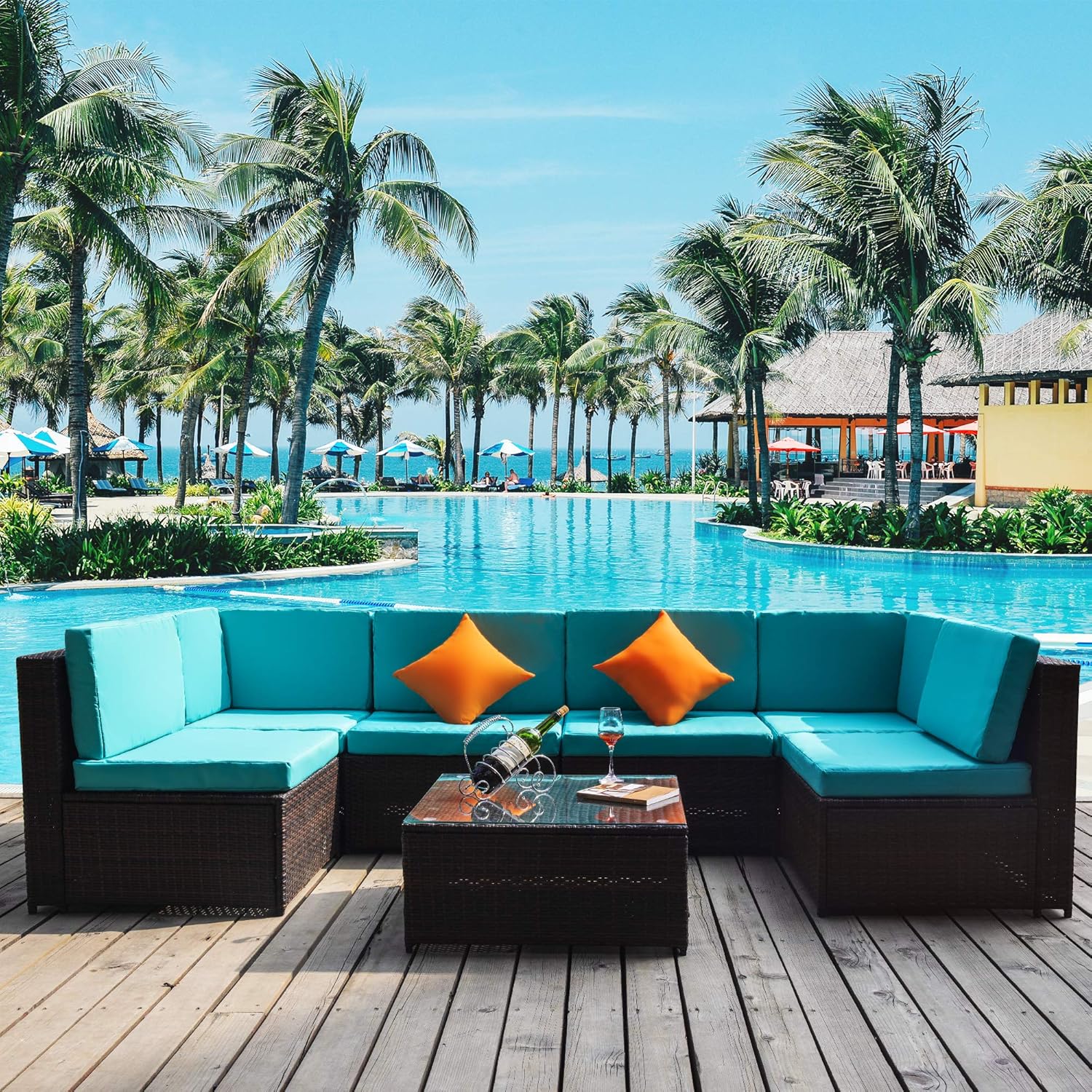 Best 7pc rattan wicker sofa chair patio furniture set sectional garden outdoor couch