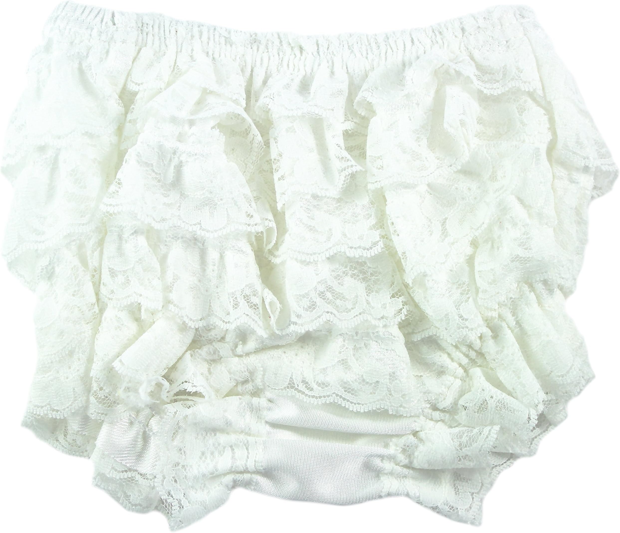 White Lace Ruffle Baby Bloomers (L)