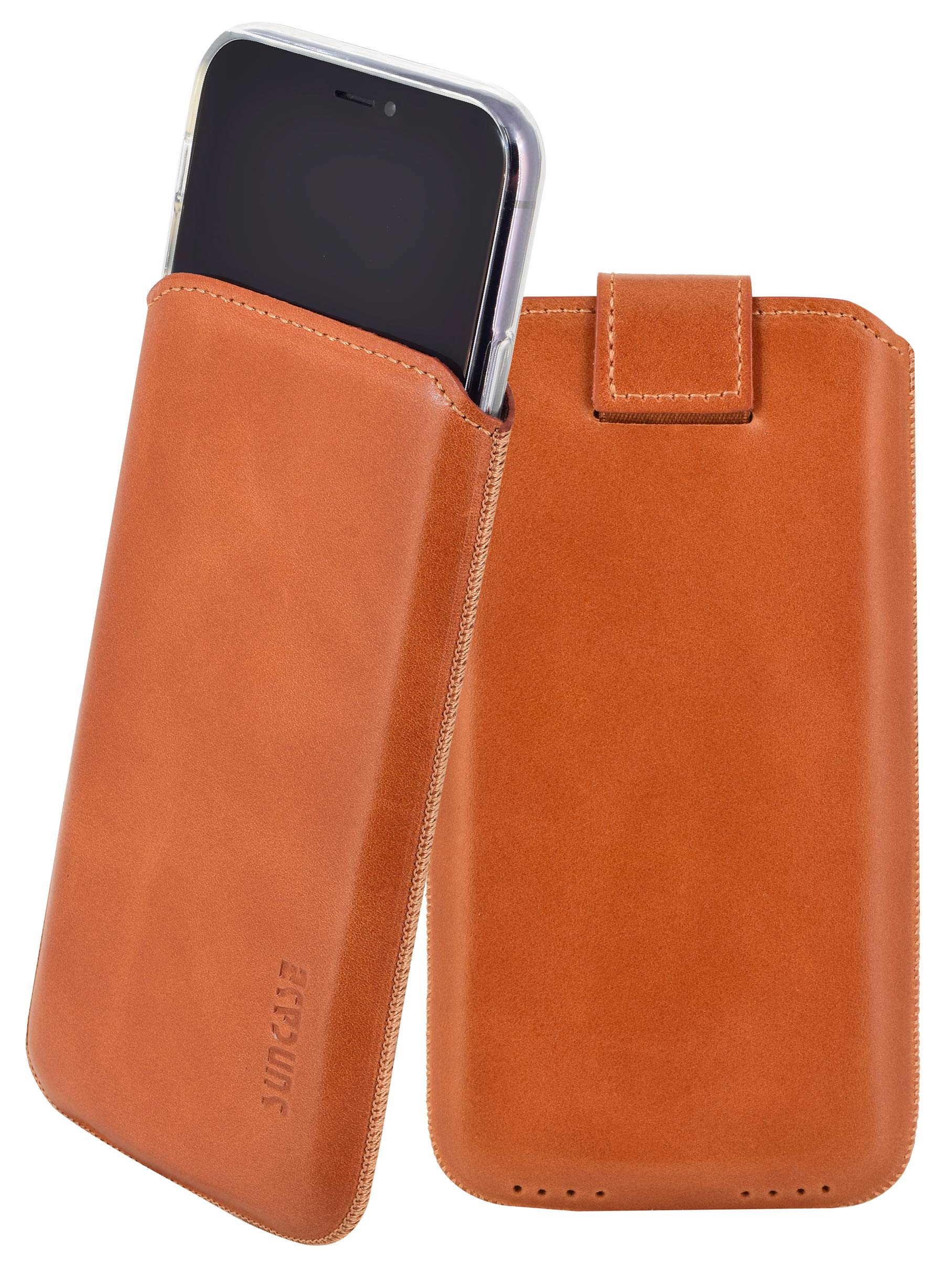 Suncase case compatible with iPhone 11 Pro (5.8") with ADDITIONAL cover/shell/bumper/silicone *tab with pull-out function* mobile phone case leather case protective case in cognac