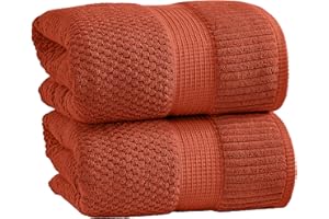NY Loft 100% Cotton 2 Pack Bath Sheet Towel Set | Extra Large Oversize Bath Towels | Absorbent & Quick-Dry | Textured and Durable Cotton | Baked Clay