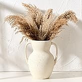 Emotionally Grounded Vase, Vaseking Large Ceramic Rustic Vase with 2 Handles, 8.6 inch Minimalist Decorative Farmhouse Vases for Home Decor, Living Room, Enterway, Table Decoration, Speckled White