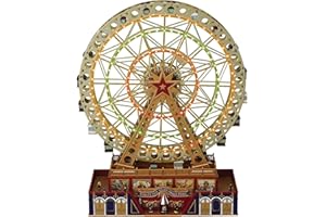 Mr. Christmas World's Fair Grand Ferris Wheel Musical Animated Christmas Decoration, with LED Lights and 50 Songs, 15 Inch, Gold