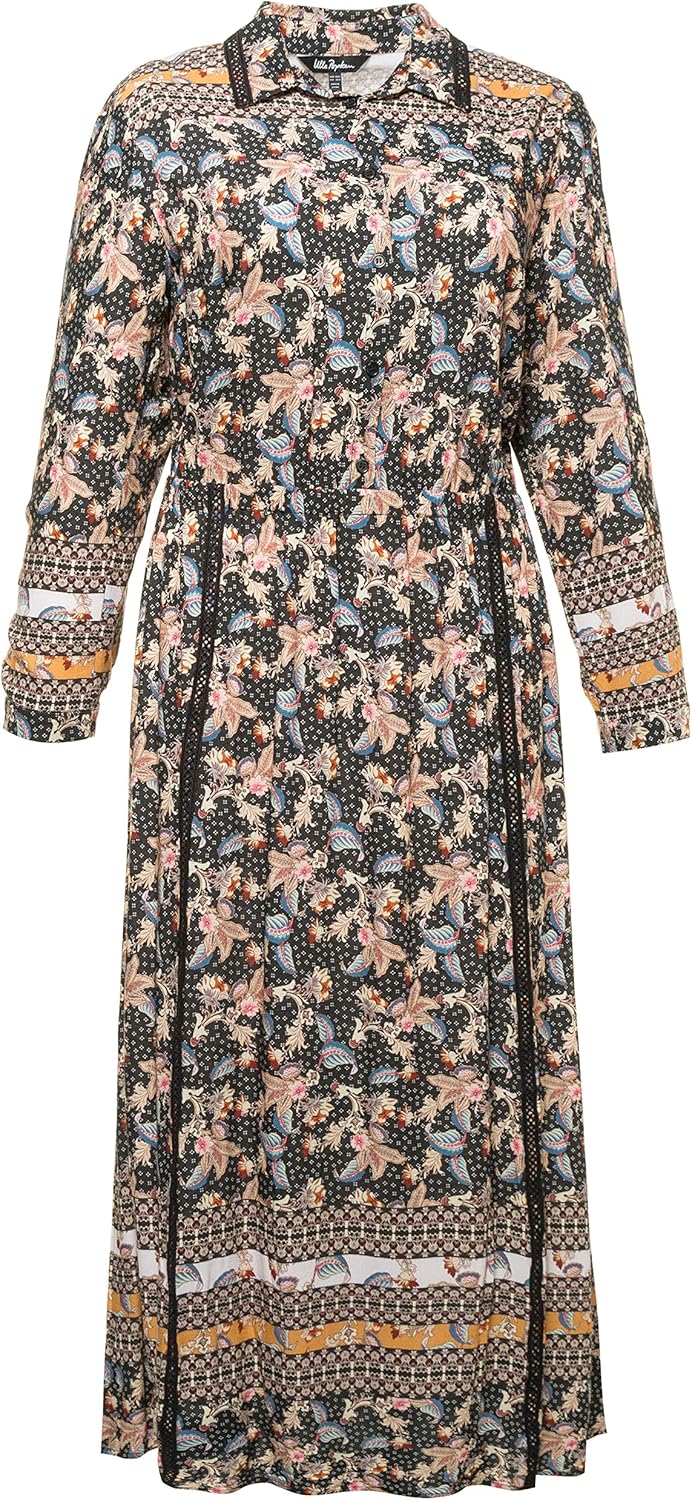 Ulla Popken Damen große Größen bis 64, Kleid mit Blütenmustern
