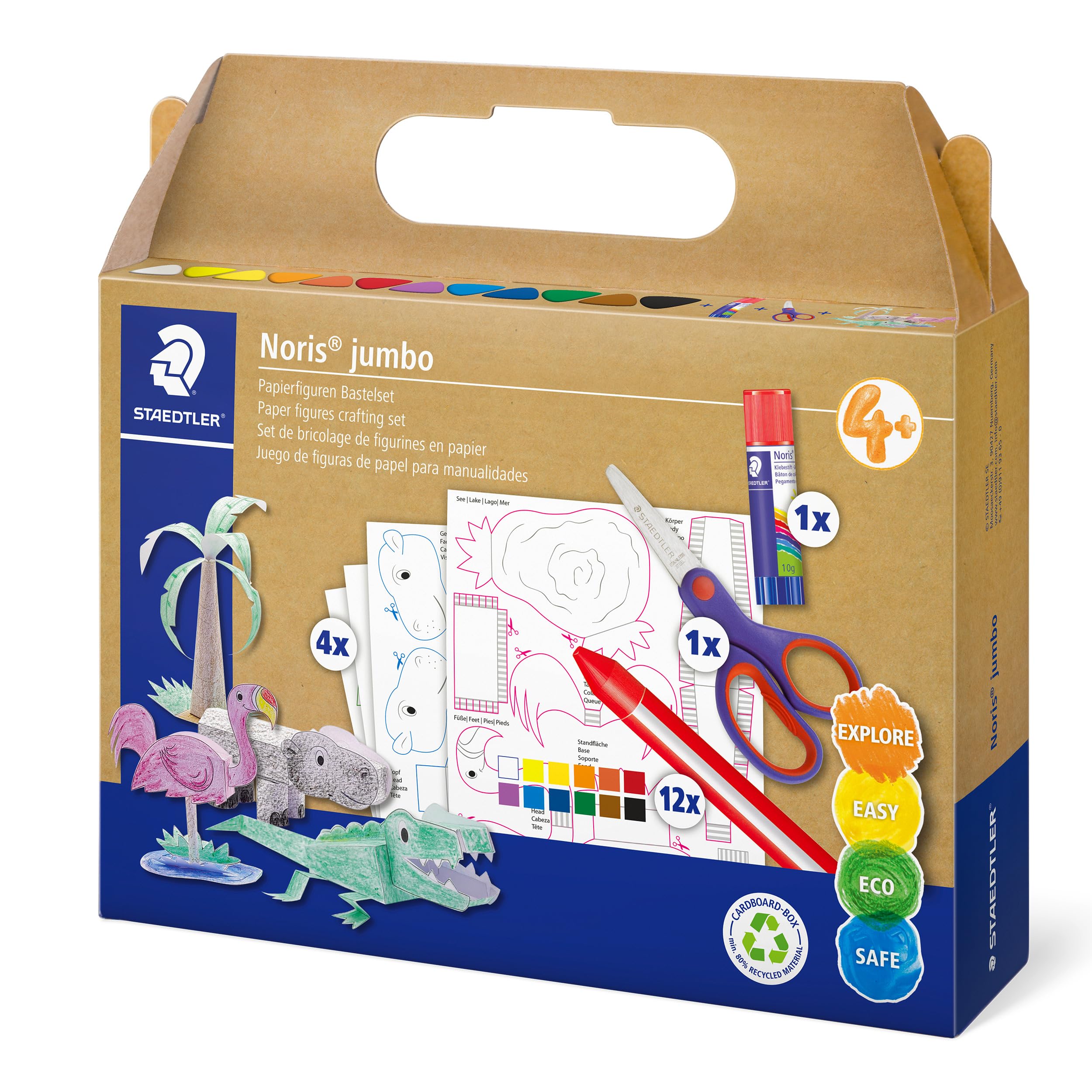 STAEDTLER 61 C4 Noris Jumbo Activity Set - Mixed Set for Paper Figures Crafting (Pack of 15 Pieces, Including Wax Crayons & Crafting Sheets)