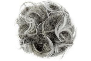CAISHA Big Hairpiece Scrunchy Updo Bridal Hairstyle curly Messy Bun Gray Mix G19E