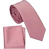 ZENXUS Boy's Solid Tie with Pocket Square Set, Regular Necktie for Children and Kids, Self-Tied