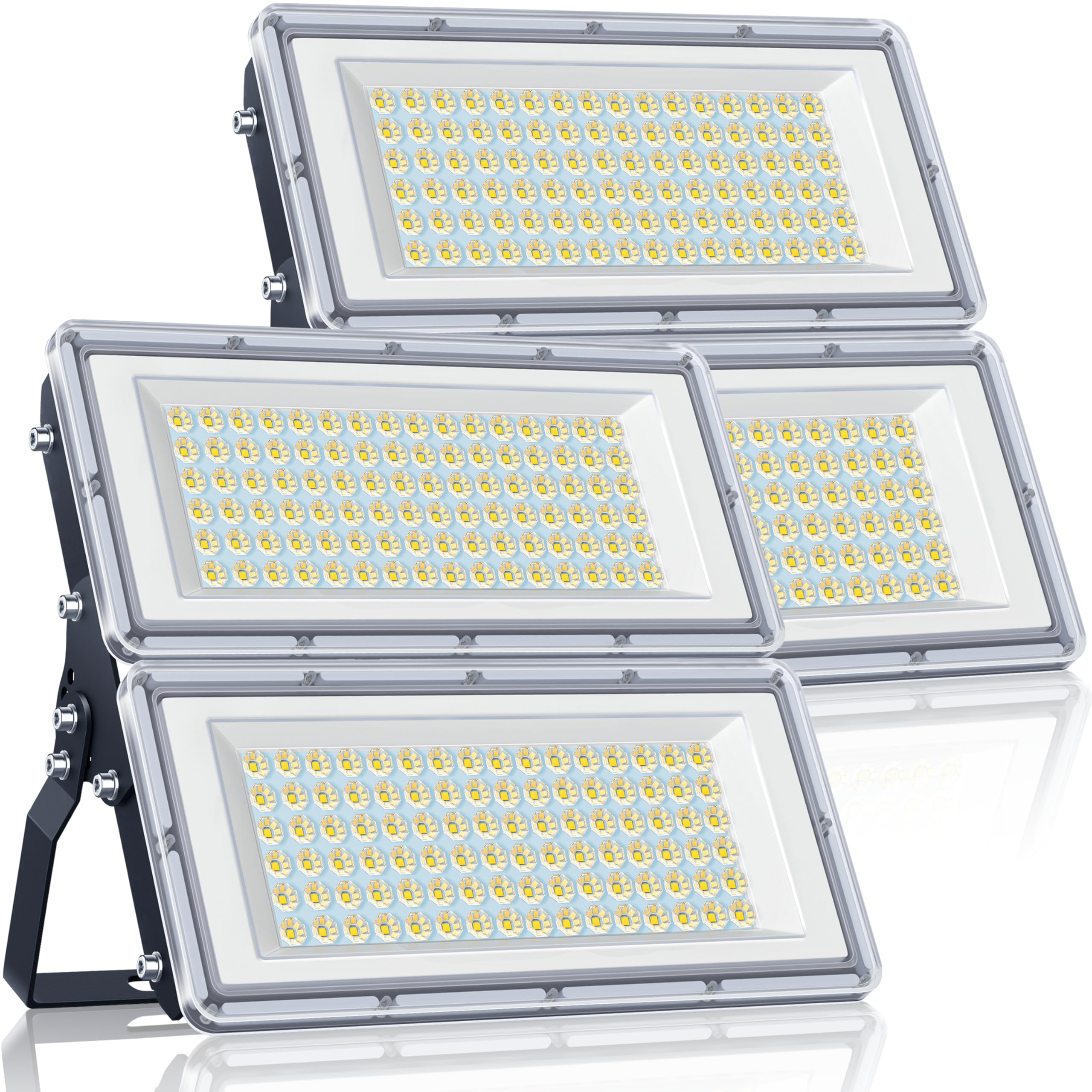 YIQIBRO 200W LED Floodlight 2 Pack, 2 in 1 LED Flood Lights Outdoor, 20000LM 6500K Daylight Outside Security Lights, IP67 Waterproof Spotlight with 180° Rotation for Garden Yard Warehouse Stadium