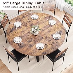 Jocoevol 51'' Round Dining Table for 6,Kitchen