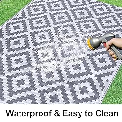 Smiry Waterproof Outdoor Rug 6x9 ft, Reversible