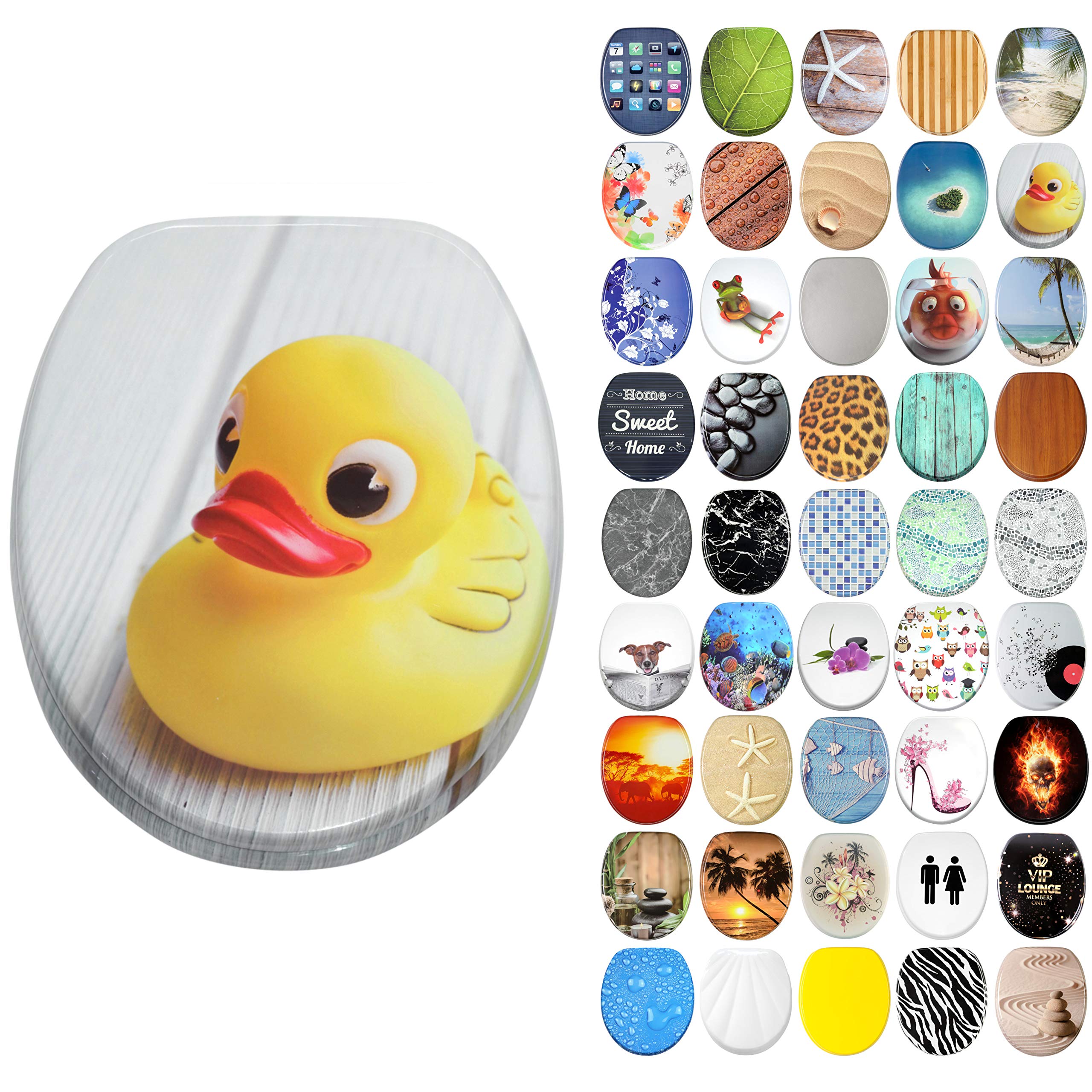 Sanilo Soft Close Toilet Seat, Wide Choice of New Toilet Seats, Stable Hinges, Easy to Mount (Duck)