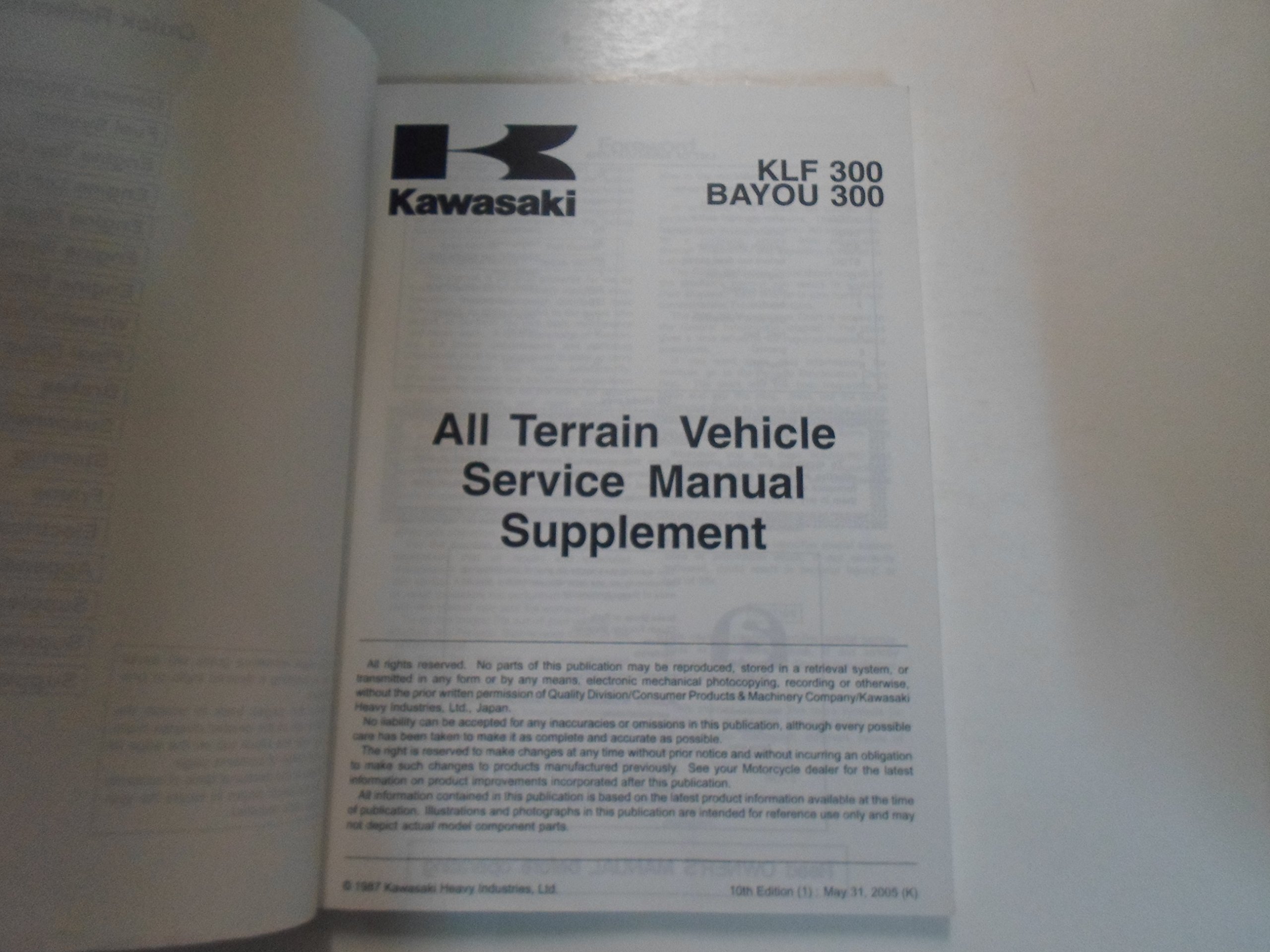 1988 2006 Kawasaki KLF300 BAYOU 300 ATV Service Manual Supplement: KAWASAKI:  Amazon.com: Books