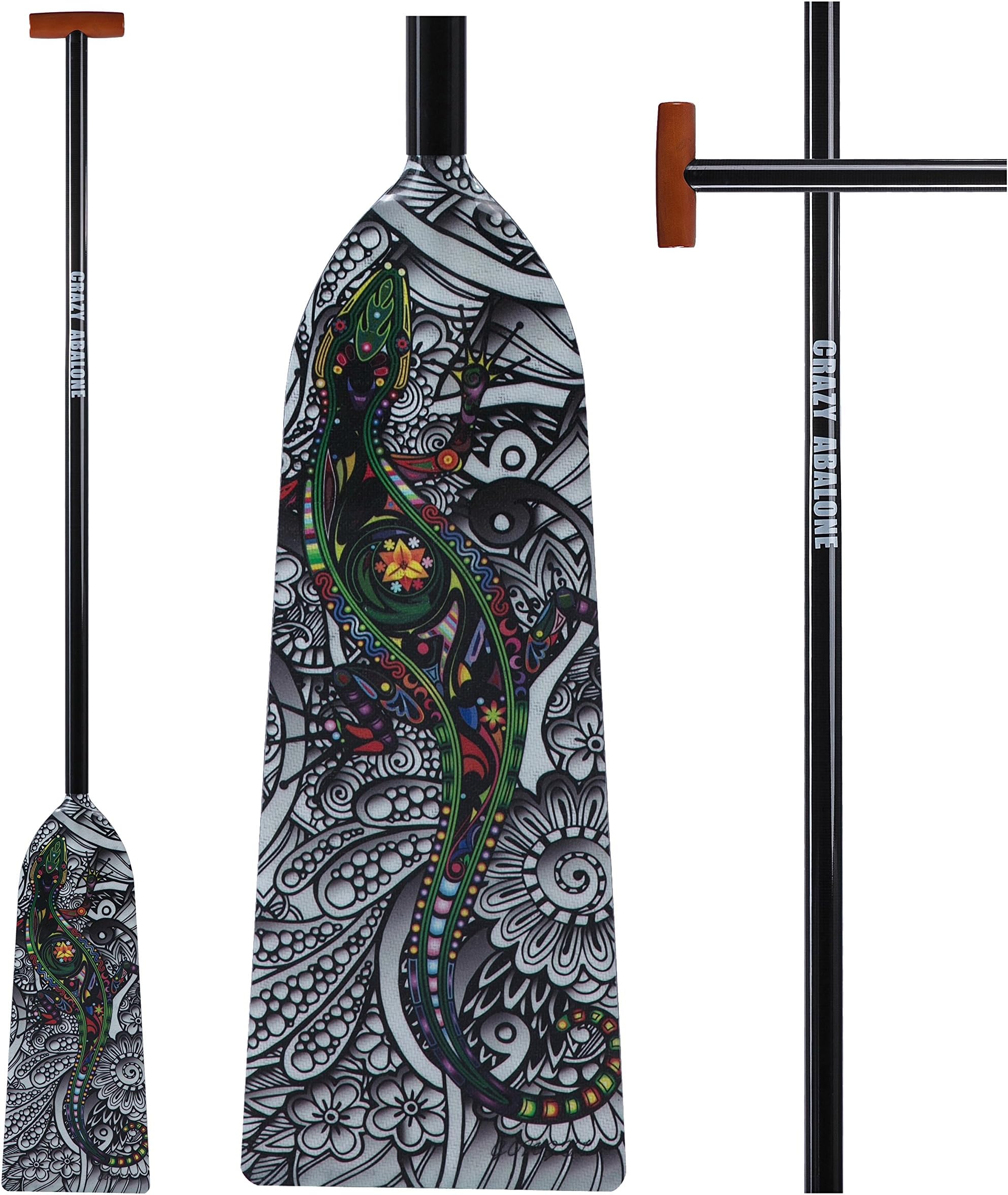 CRAZY ABALONE Sport IDBF Approved Carbon Fiber Vitality Dragon Boat,Hybrid Paddle with T Handle