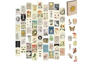 Artivo Vintage Wall Collage Kit Aesthetic Pictures 60 Set 4x6 inch, Cottagecore Room Decor, Vintage Posters Aesthetic, Cute Teen Wall Decor