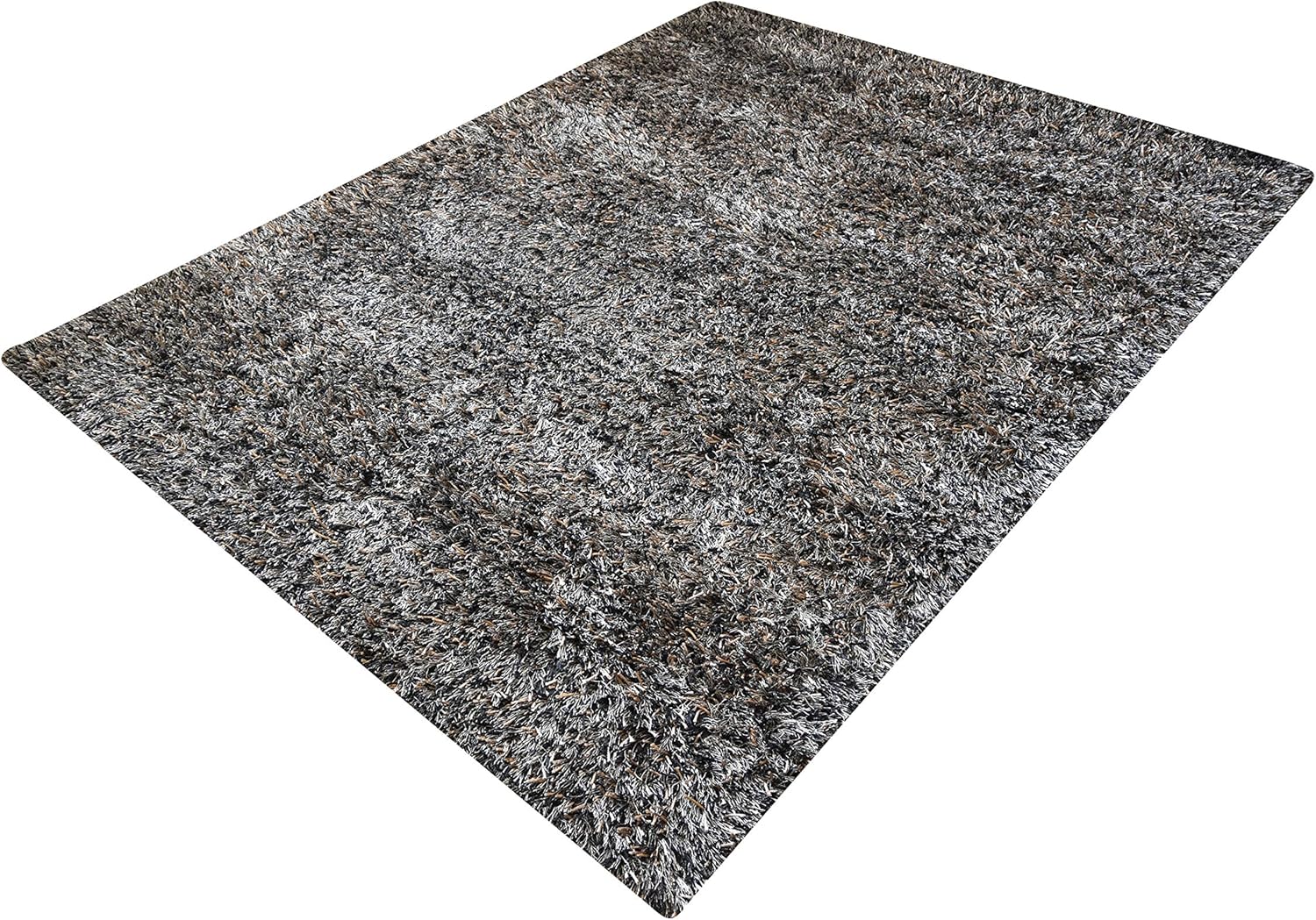 MystiqueDecors Exclusivo Shaggy Color Gris Tejido a Mano Alfombra 5 x 7