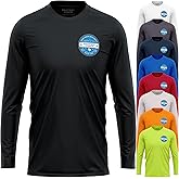 Custom Dry Fit Long Sleeve Shirts for Men, Add Your Logo Front & Back Printing, Customized Moisture Wicking Sun Protection UV Construction Landscaping Workwear T-Shirts Black