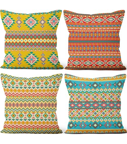 Set Of 2 Bohemian Style Throw Pillow Covers – Hand-Painted Watercolor Floral Design, 18x18 Inch Cotton Linen - View #8
