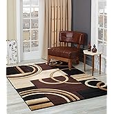 GLORY RUGS Area Rug Modern Soft Hand Carved Contemporary Floor Carpet with Premium Fluffy Texture for Indoor Living Dining Room and Bedroom Area (Brown, 5x7)